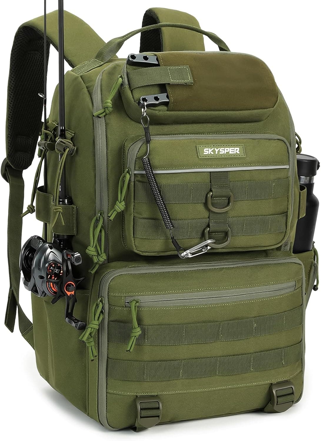 Skysper Sac à Dos de Pêche 40L avec Porte-Cannes